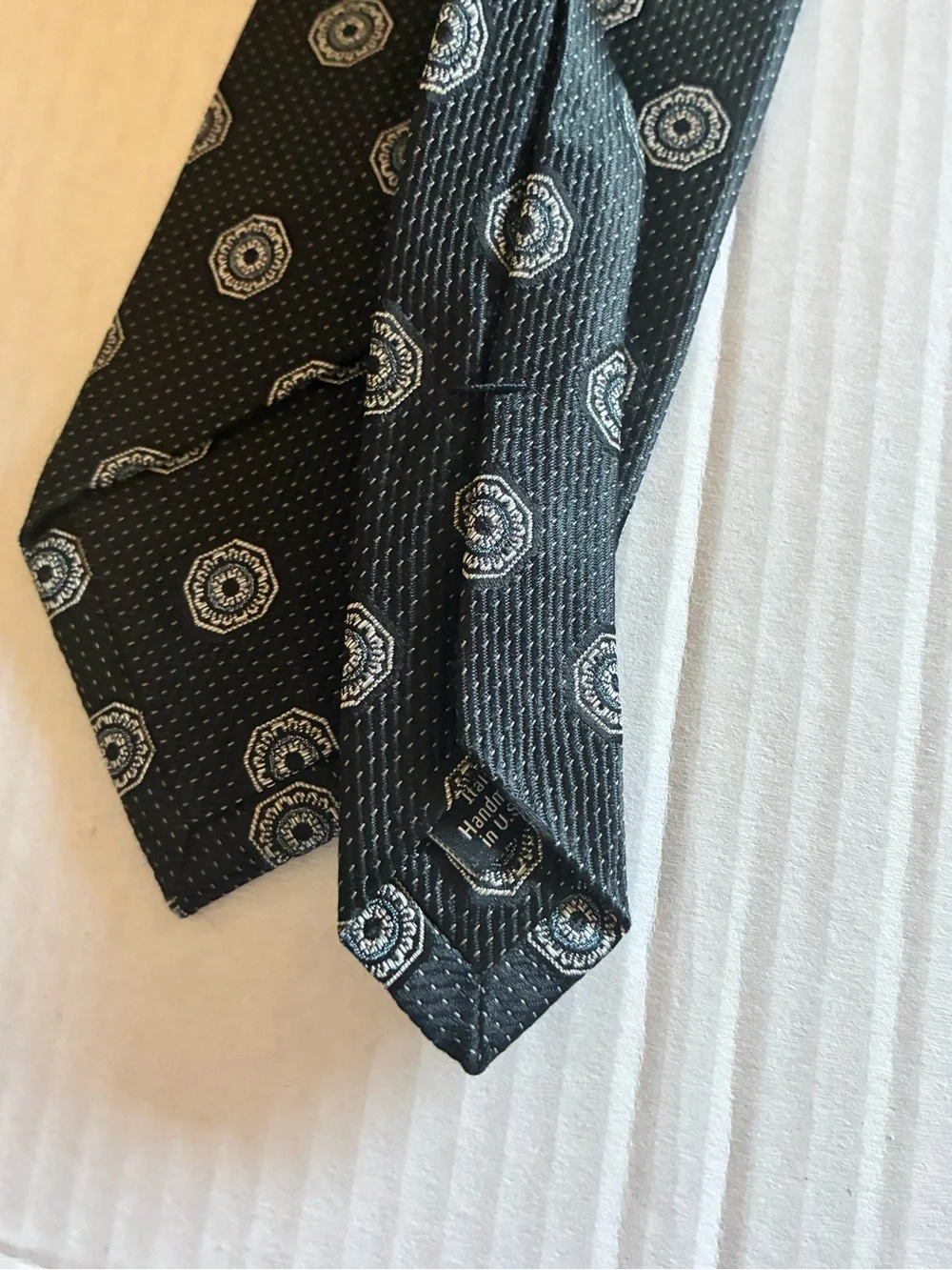 David Donahue Purple Geometric Silk Tie Black silver  3” Handmade USA